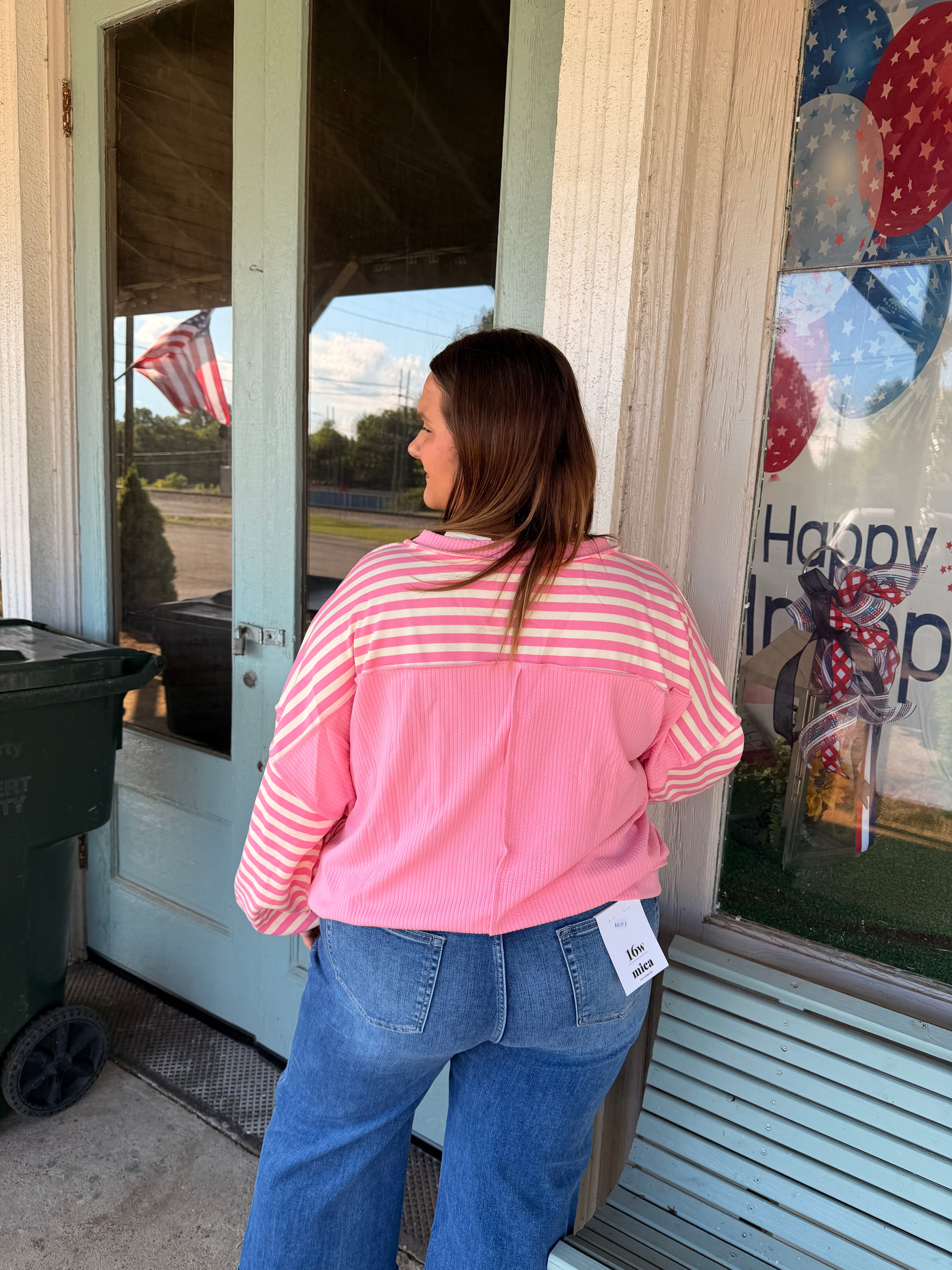 Pink Stripe Sweatshirt