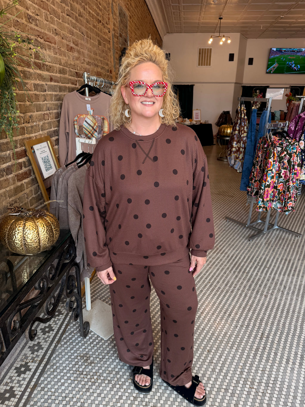Brown Polka Dot Top
