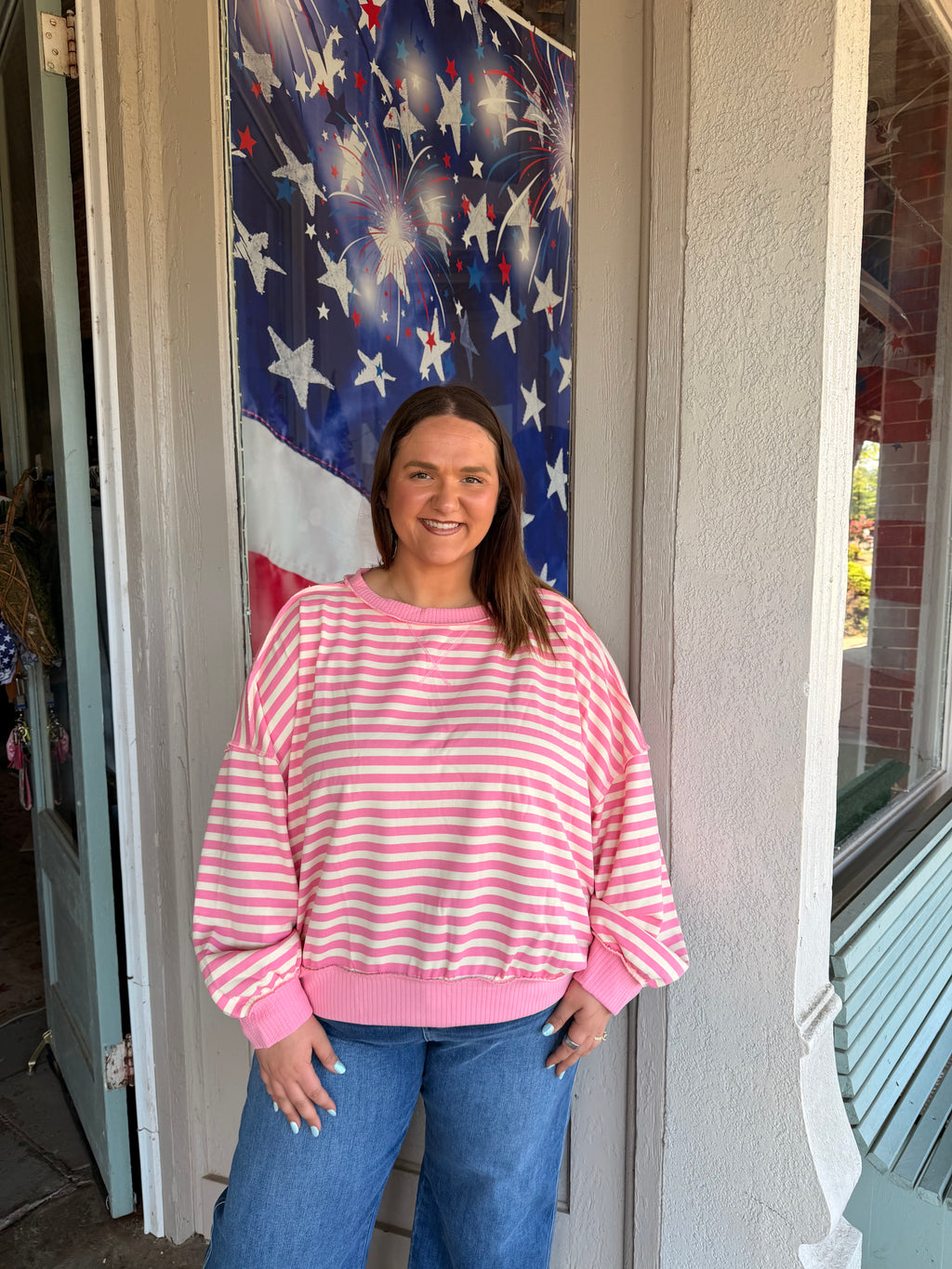 Pink Stripe Sweatshirt