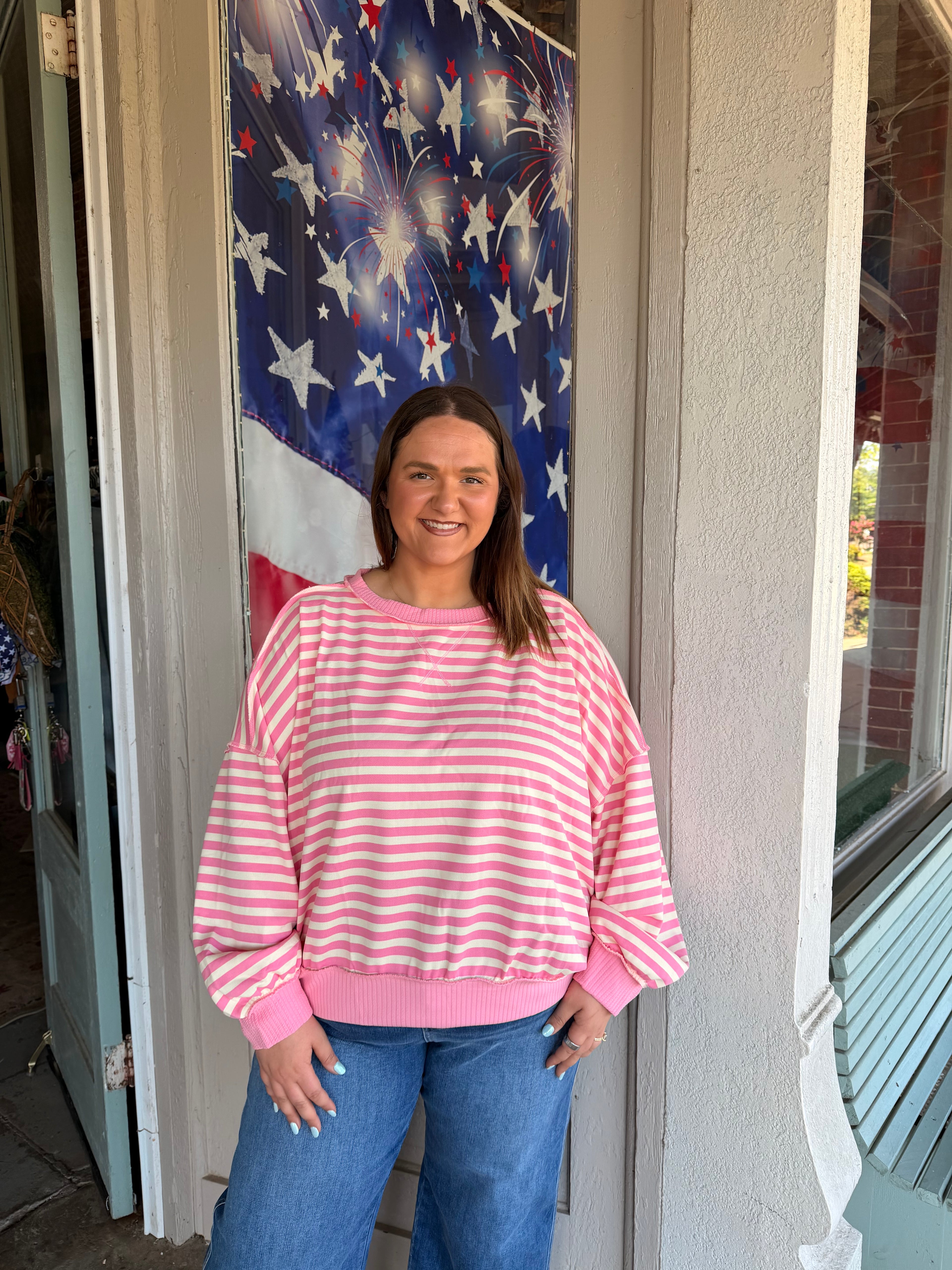Pink Stripe Sweatshirt