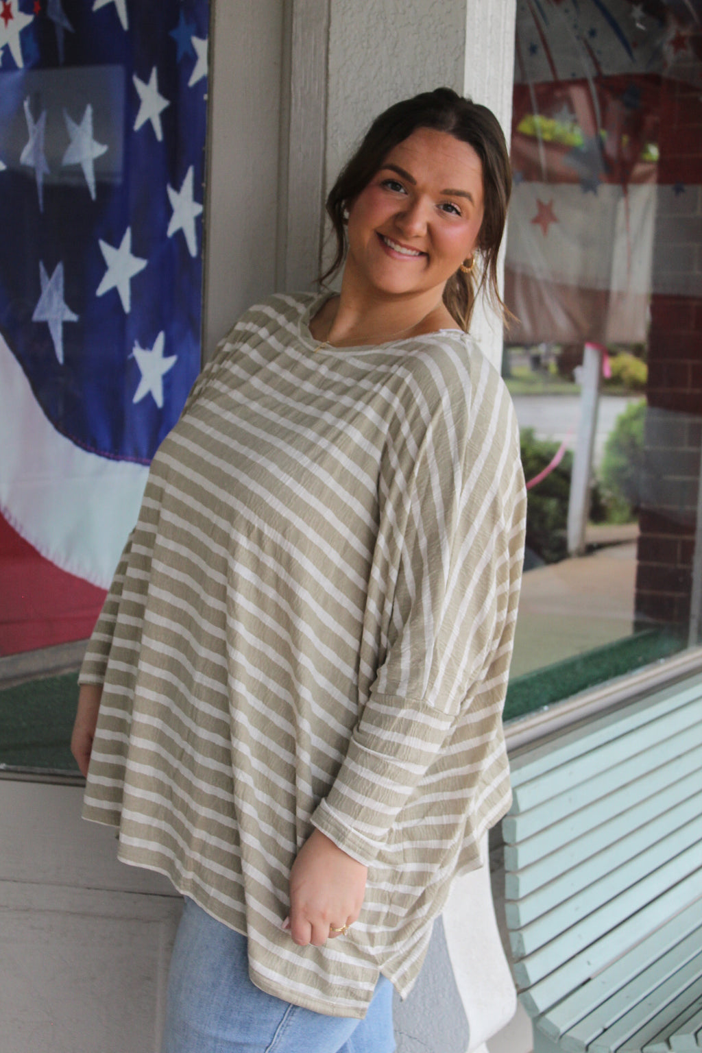Dusty Green Throw On & Go Top