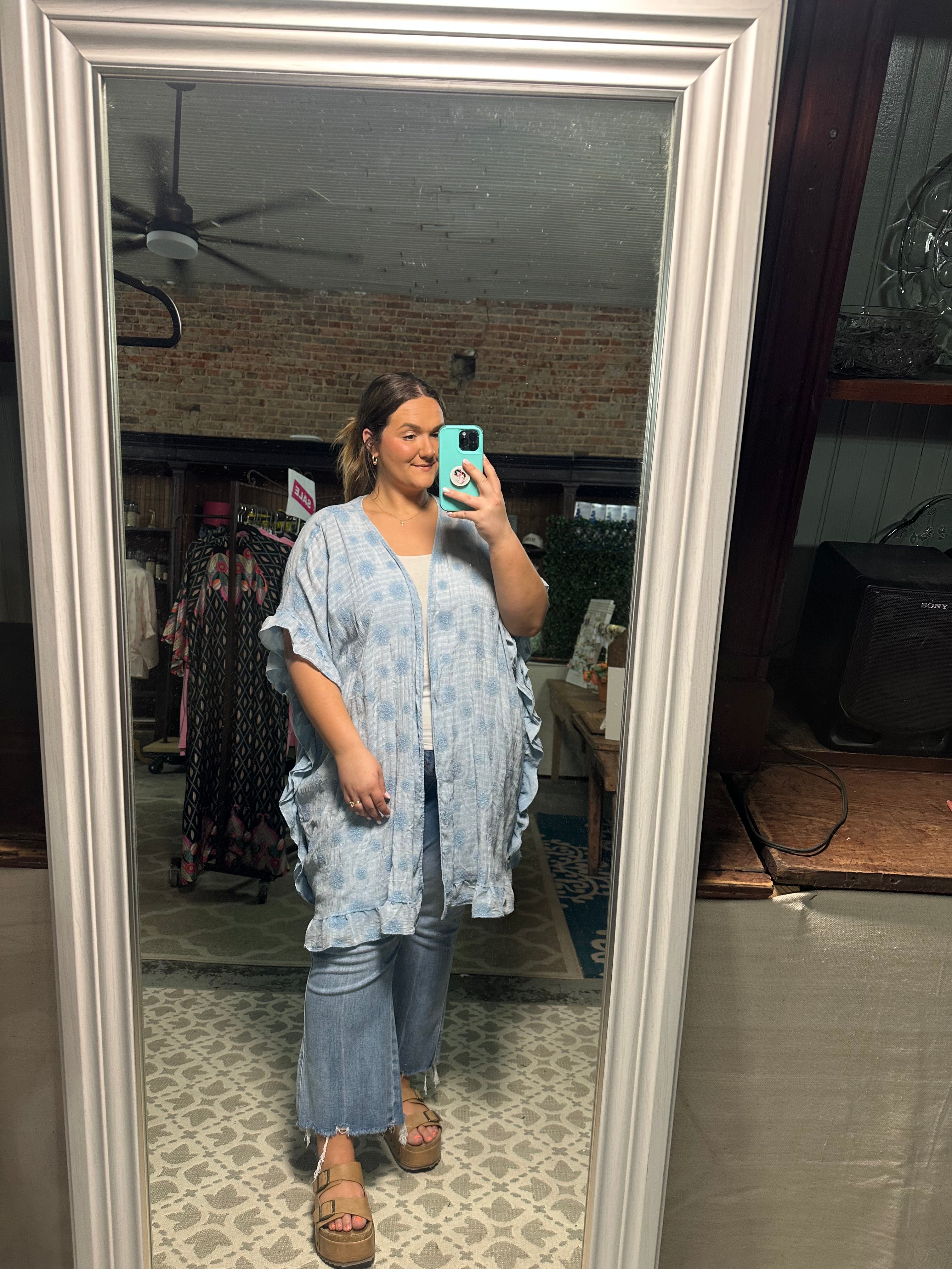 Light Blue Easel Kimono