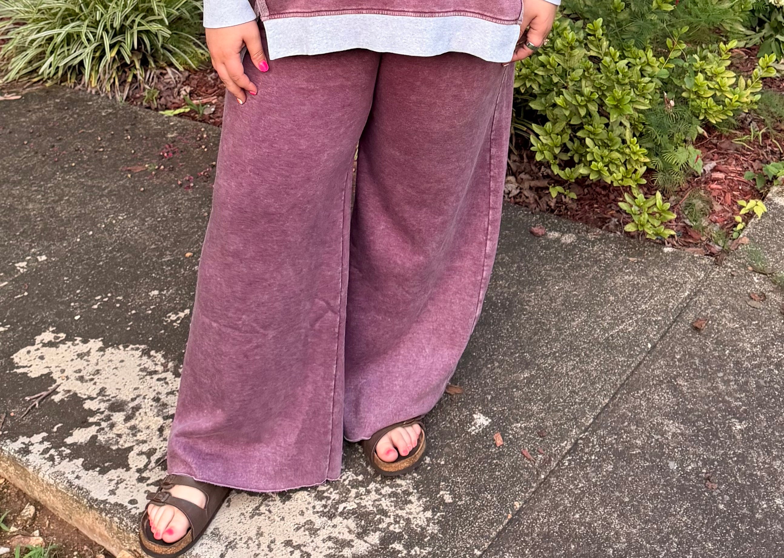 Zenana Mineral Wash Wide Leg Pants