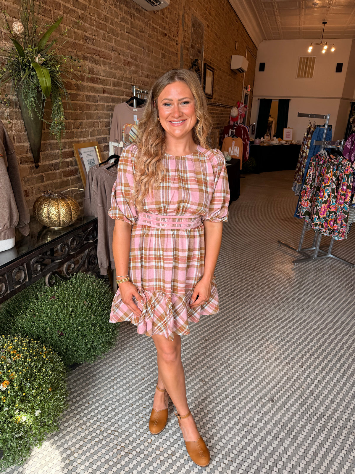 Pale Pink Plaid Dress