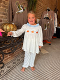 Mini Dot Fall Smocked Pumpkin Set