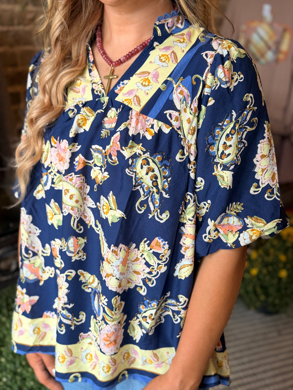 Peachy Fall Floral Top