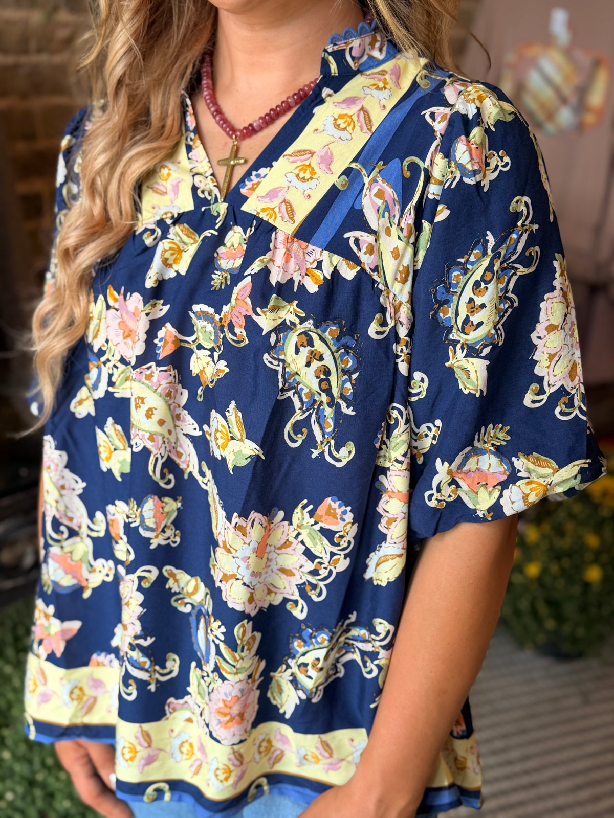 Peachy Fall Floral Top